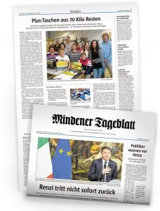 Artikel über Comebags, die Lebenshilfe Bruchsal und die Recycling Taschen im Mindener Tageblatt