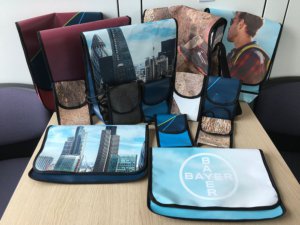 Bayer AG Recycling Upcycling Tasche aus Banner