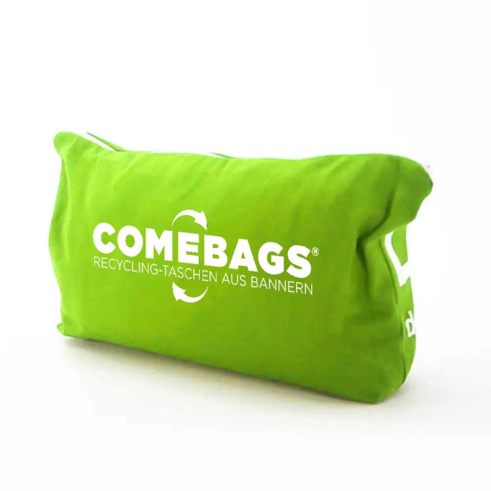 Kulturbeutel_Comebags Recycling: Messerückwand, Backdrops oder Fahnen wird durch Upcycling zum Kulturbeutel