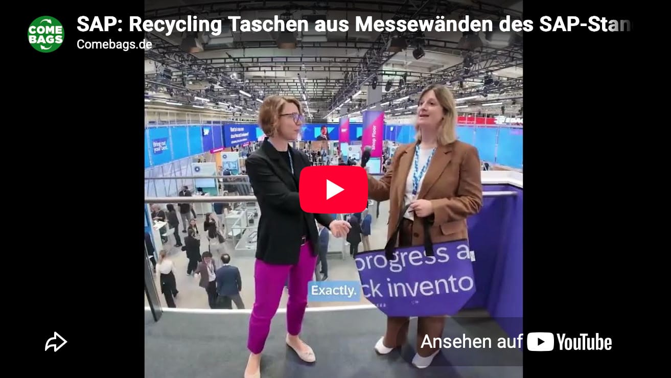 SAP_YouTube-Video Comebags-Taschen aus Messewand Screenshot eines YouTube Videos von der SAP über Taschen aus Messewänden